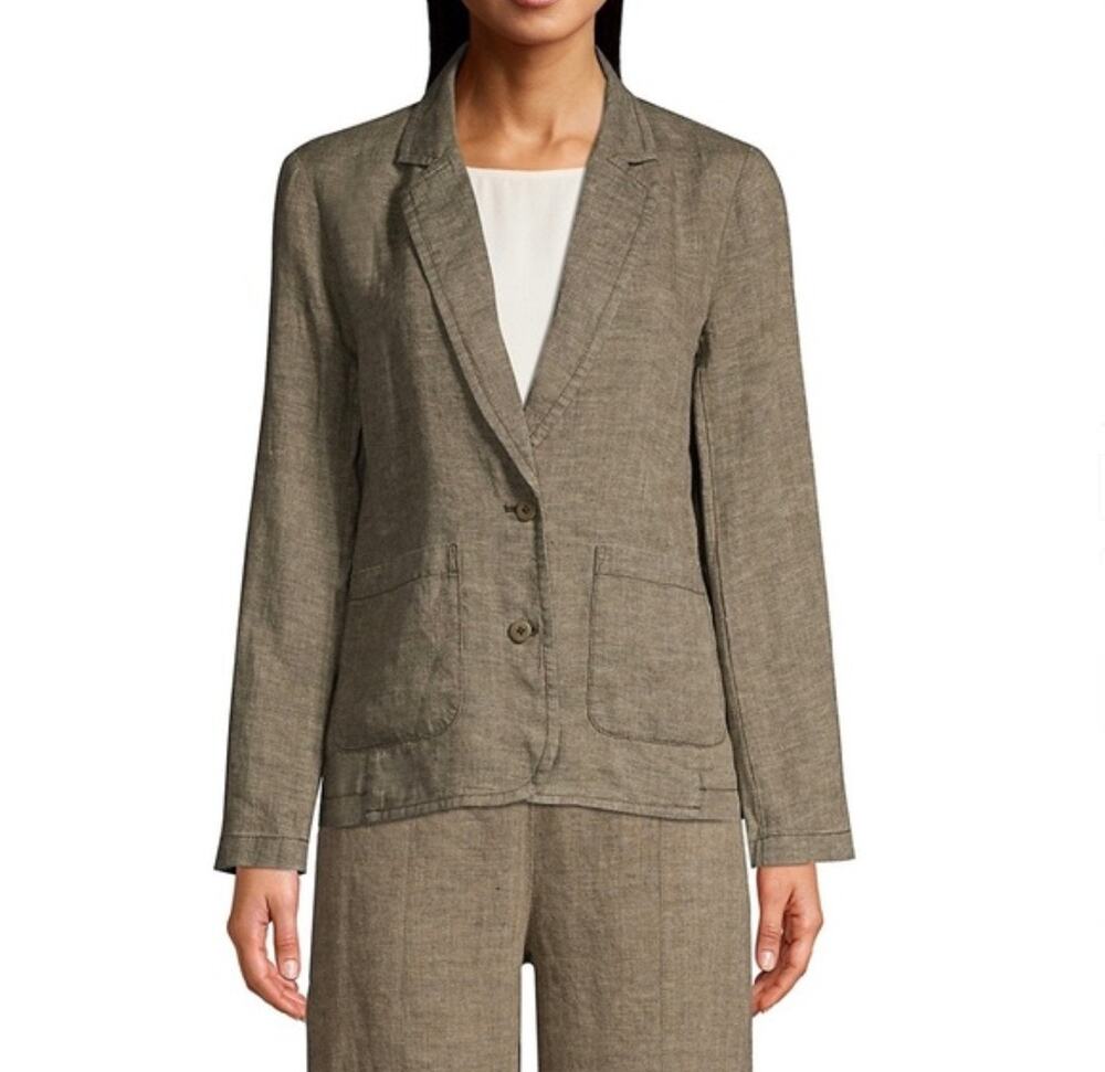 Eileen Fisher 100% Organic Linen Two Button Blazer Size Small Quiet Luxury